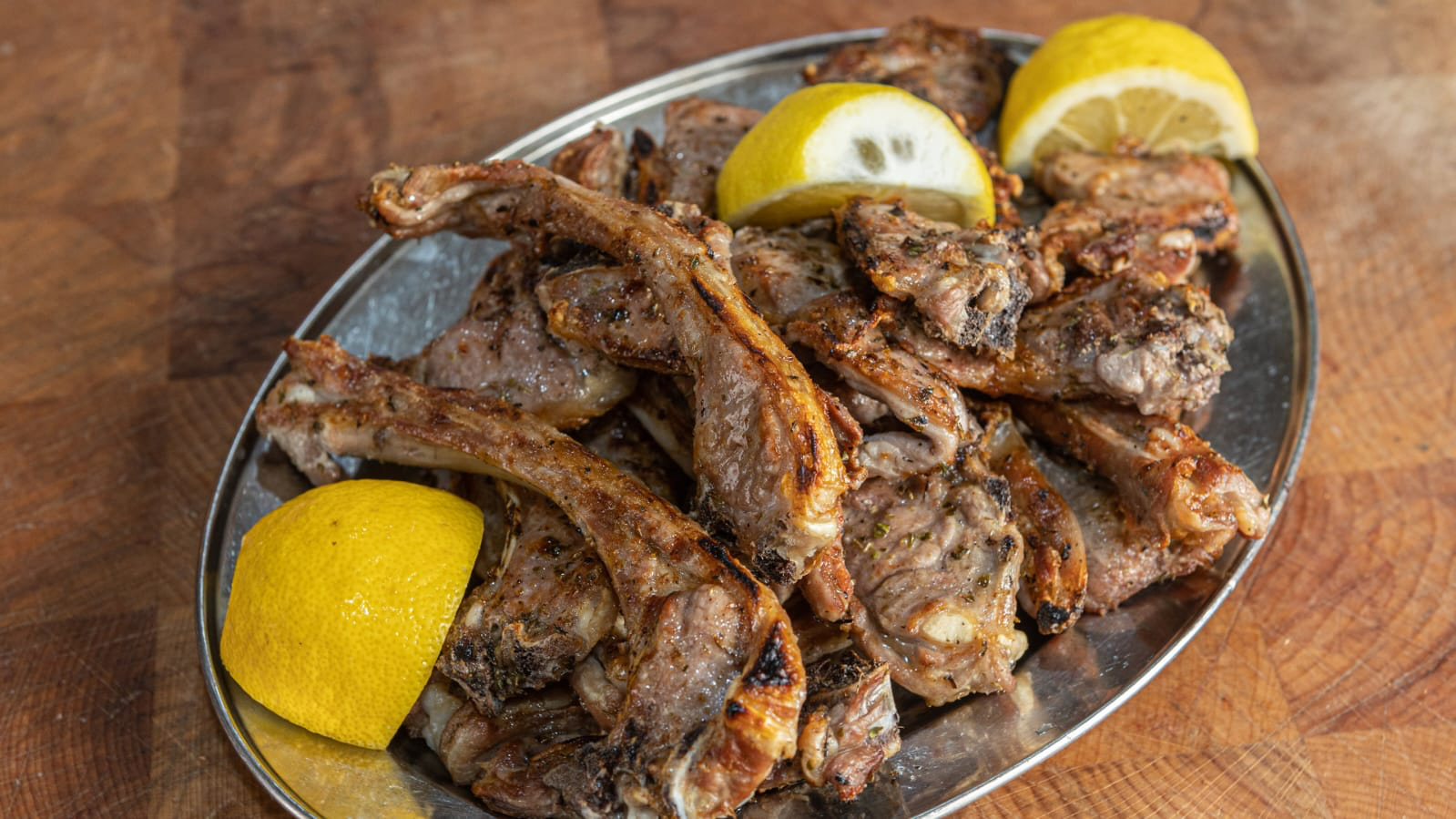 Char-grilled lamb chops with lemon at Mammy's